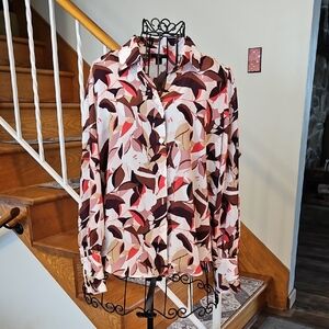 👚Ann Taylor Factory Floral Bloue